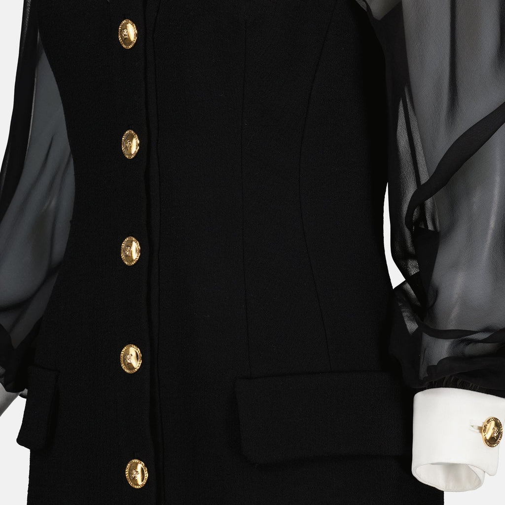 Black Bustier Contrast Collar Dress