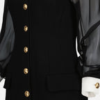 Black Bustier Contrast Collar Dress