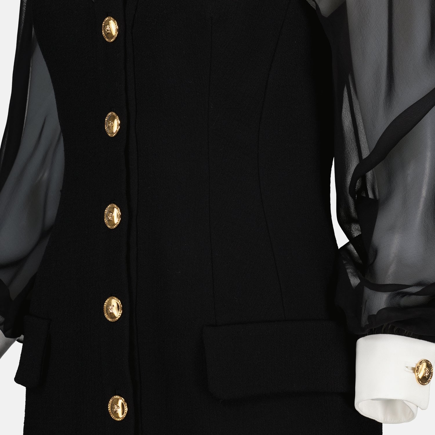 Black Bustier Contrast Collar Dress