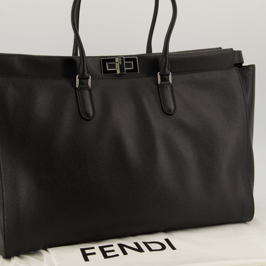 Bolsa Peekaboo Grande de Couro Texturizado Preto