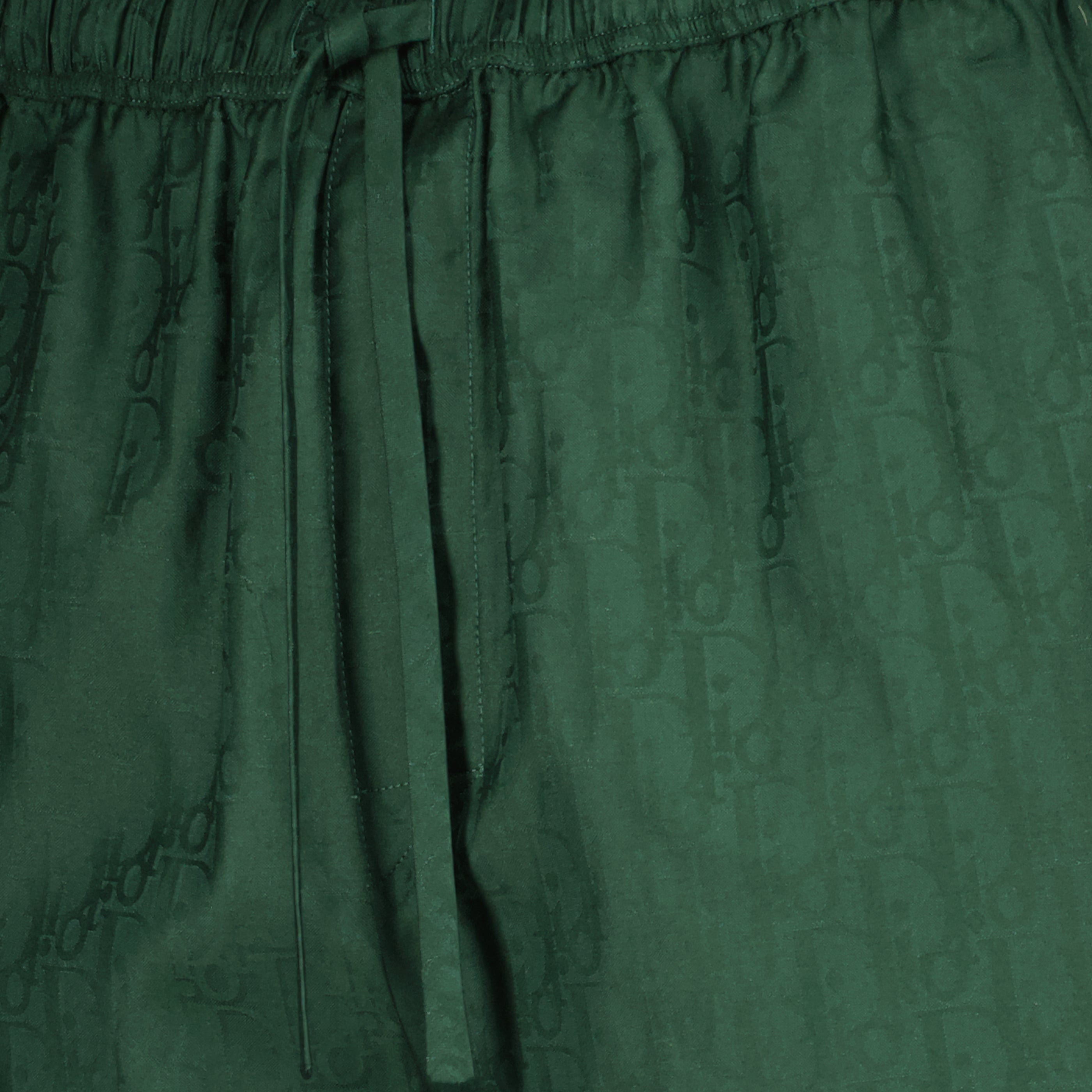 Oblique Green Silk Shorts