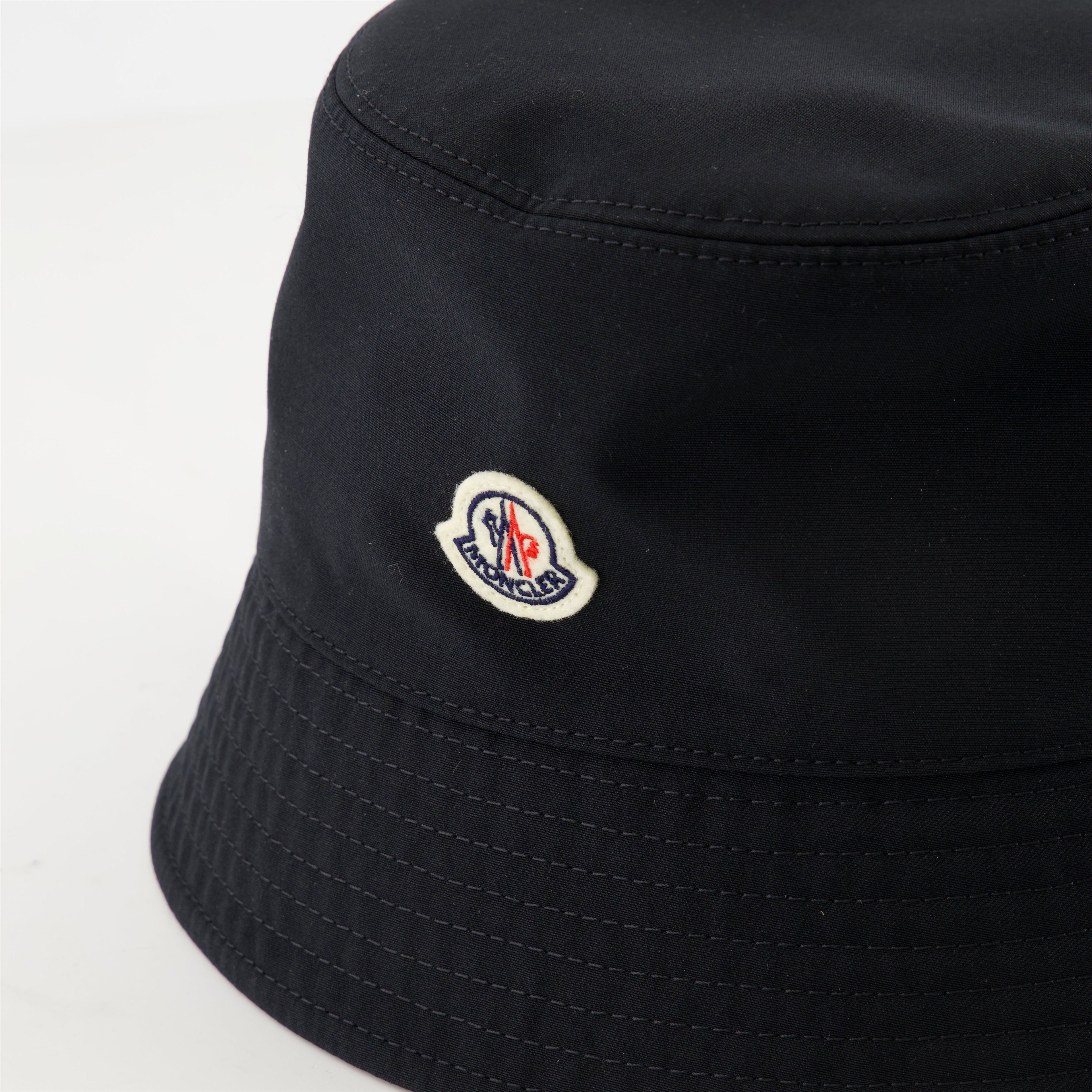 Moncler bob hat, cotton hat, black hat, felt logo hat, Spring-Summer collection