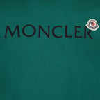Moncler logo t-shirt, green t-shirt, men's cotton shirt, designer tee, Moncler clothing