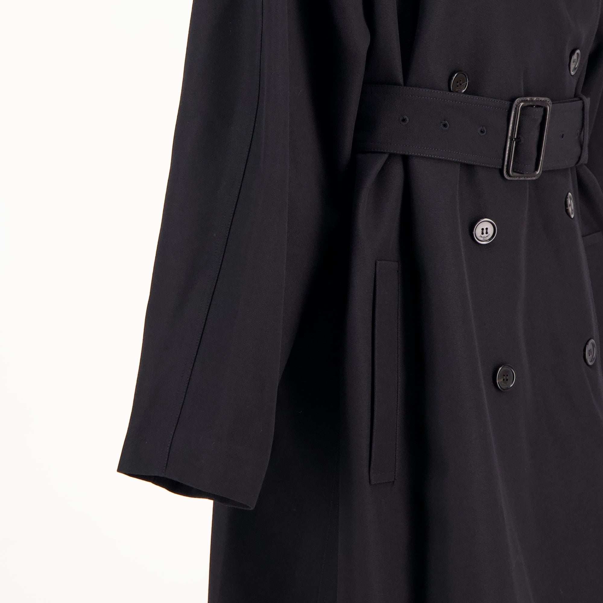 black trench coat, Saint Laurent coat, wool coat, luxury outerwear, autumn winter fashion