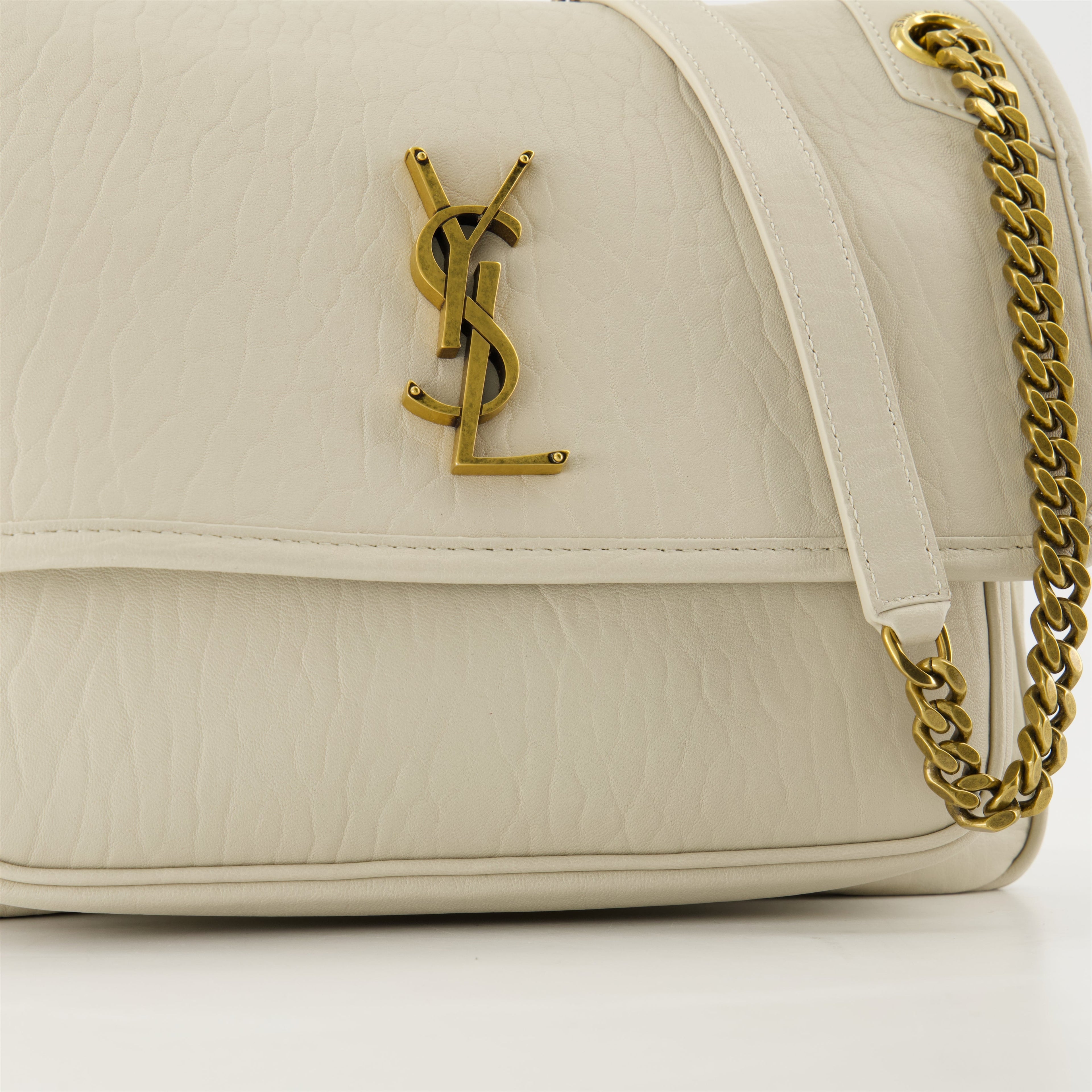 Niki Leather Bag, Saint Laurent, luxury handbag, white leather bag, designer bag
