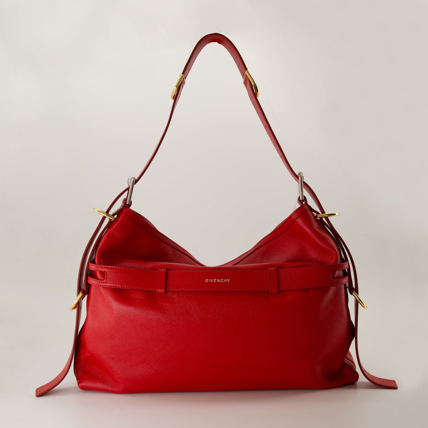 red leather handbag, medium handbag, elegant accessory, buffalo leather bag, metal detailing