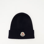 Bild der marineblauen Wollmütze von Moncler für Herren - Saison Herbst-Winter 2025 - Vorderansicht