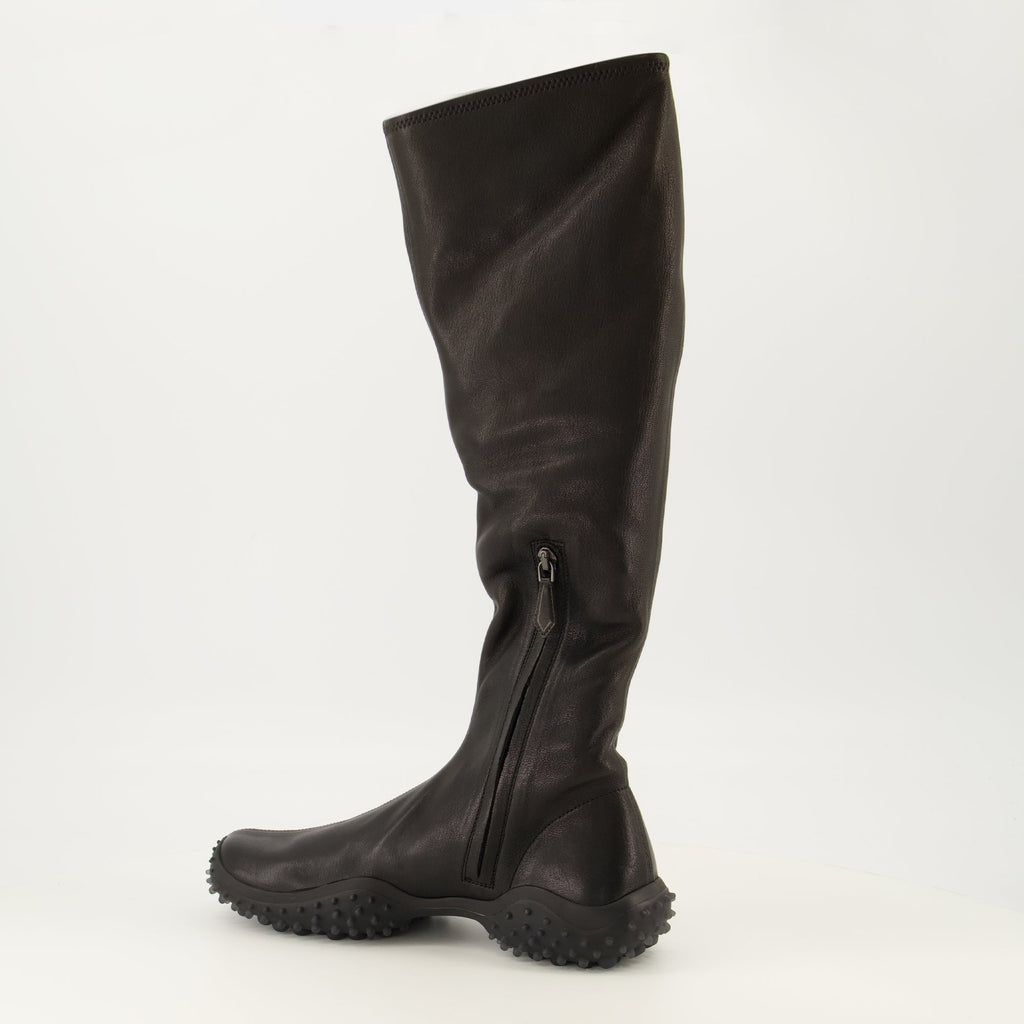 Schwarze Stretch-Nappalederstiefel