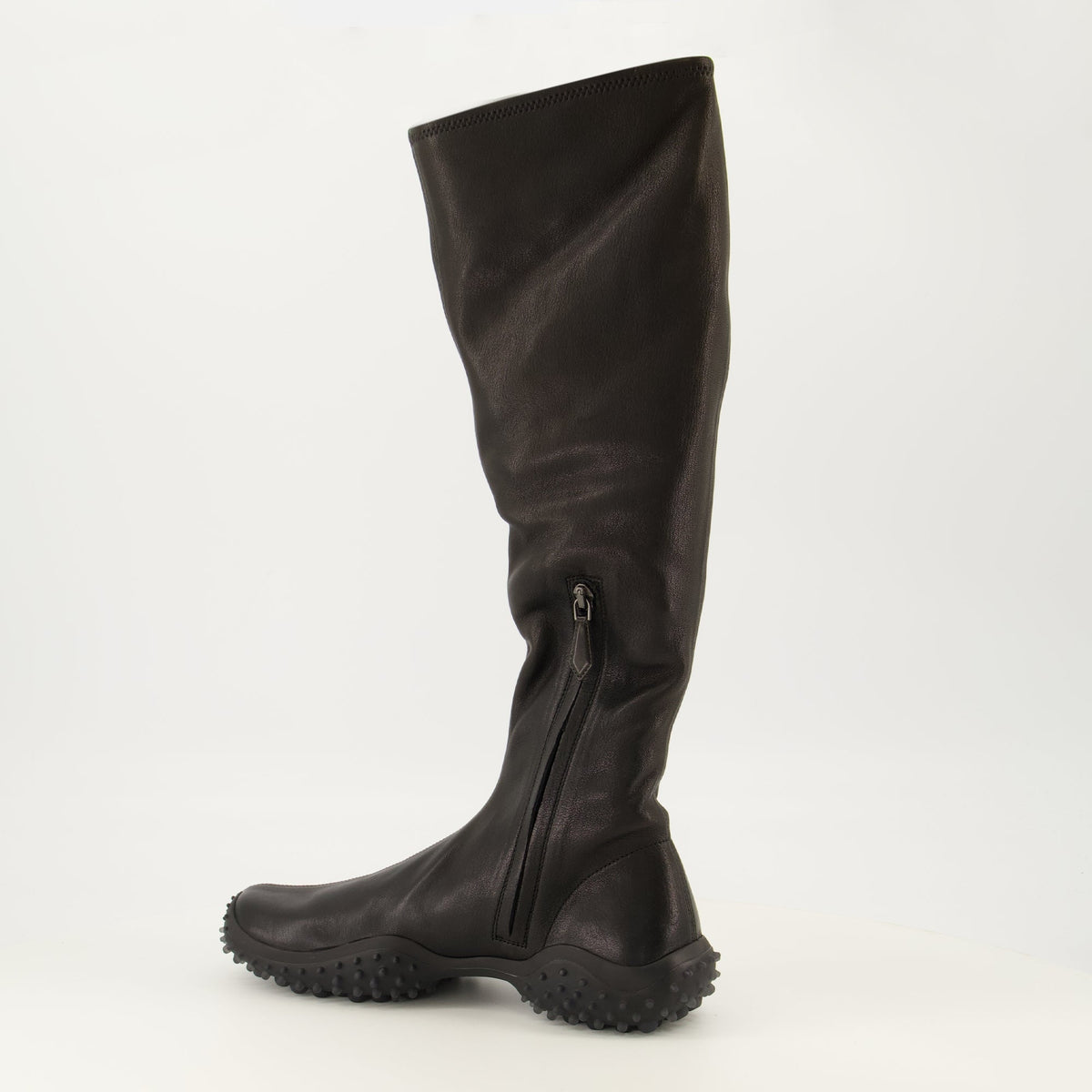 Schwarze Stretch-Nappalederstiefel