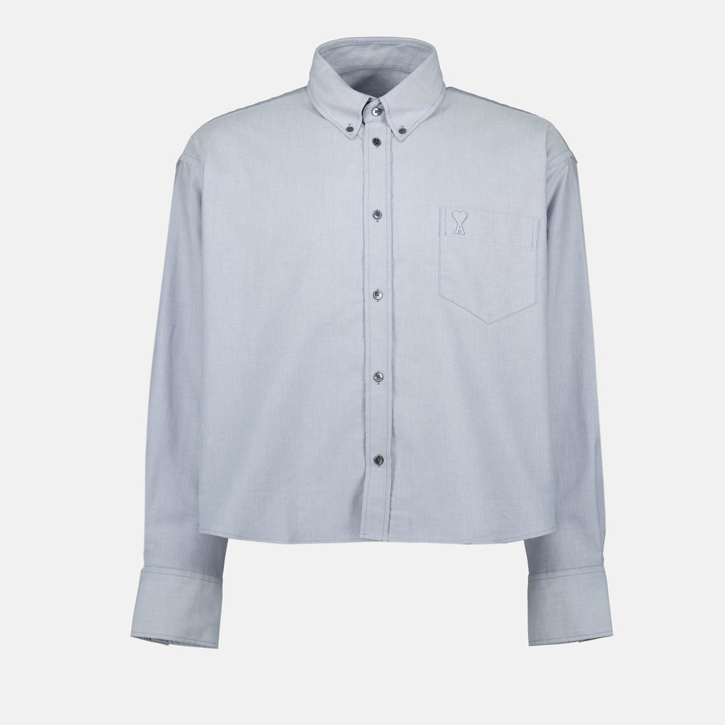 oversized shirt, AMI Paris, organic cotton clothing, unisex fashion, grey shirt