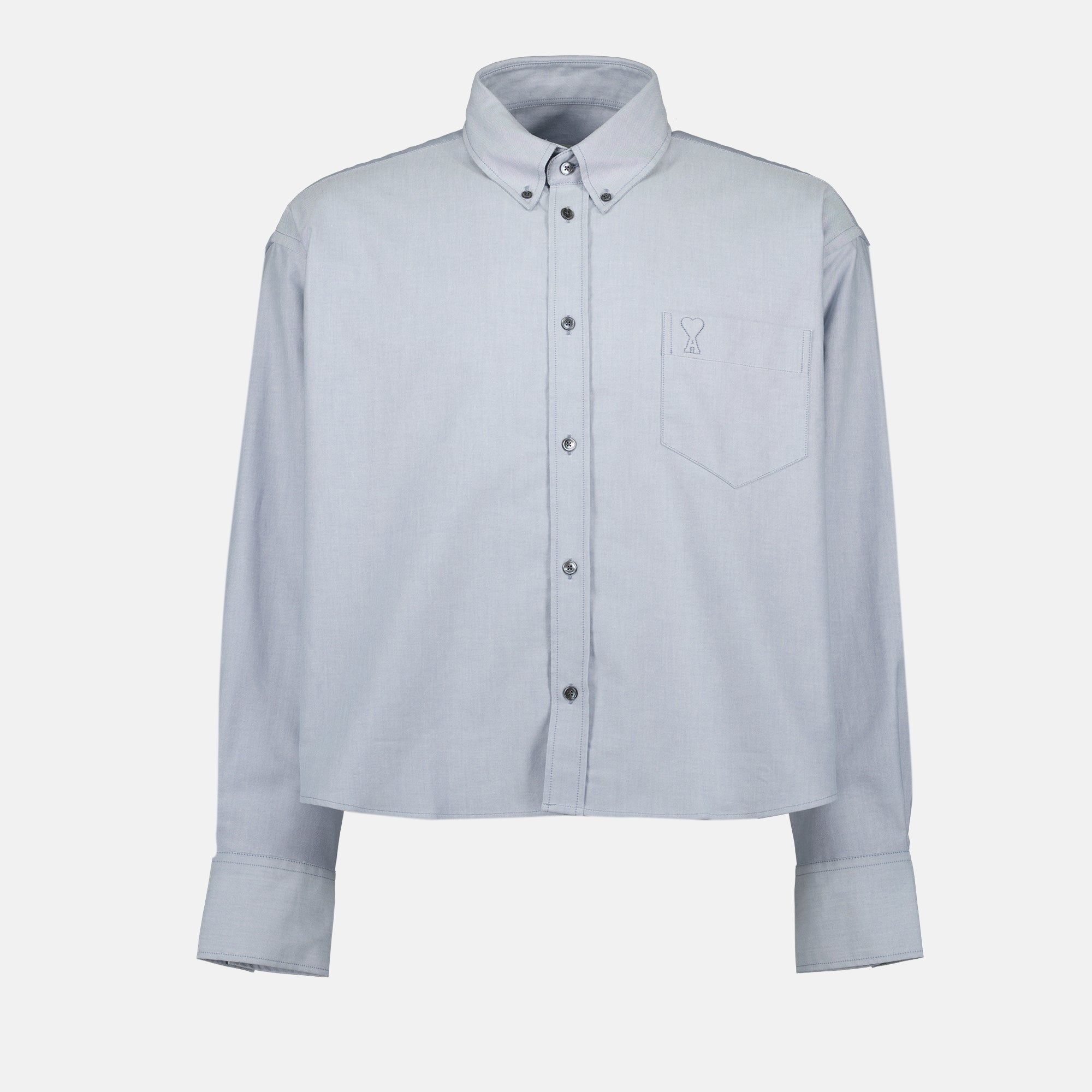 oversized shirt, AMI Paris, organic cotton clothing, unisex fashion, grey shirt