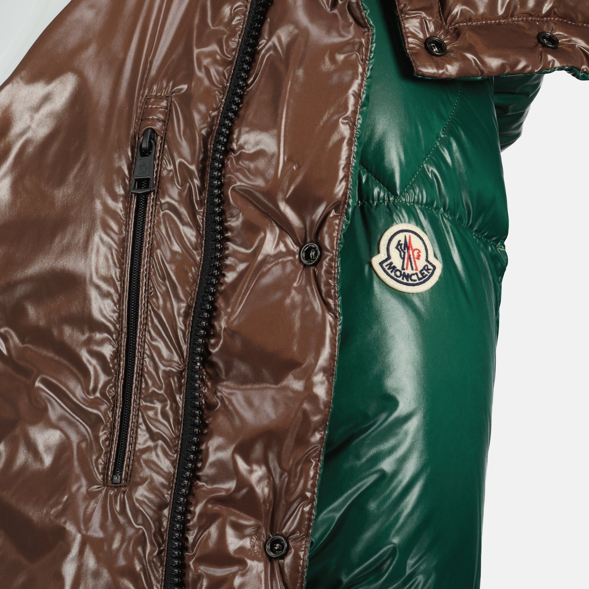 Moncler puffer jacket, Parana Kaki jacket, nylon down jacket, removable hood jacket, autumn winter outerwear