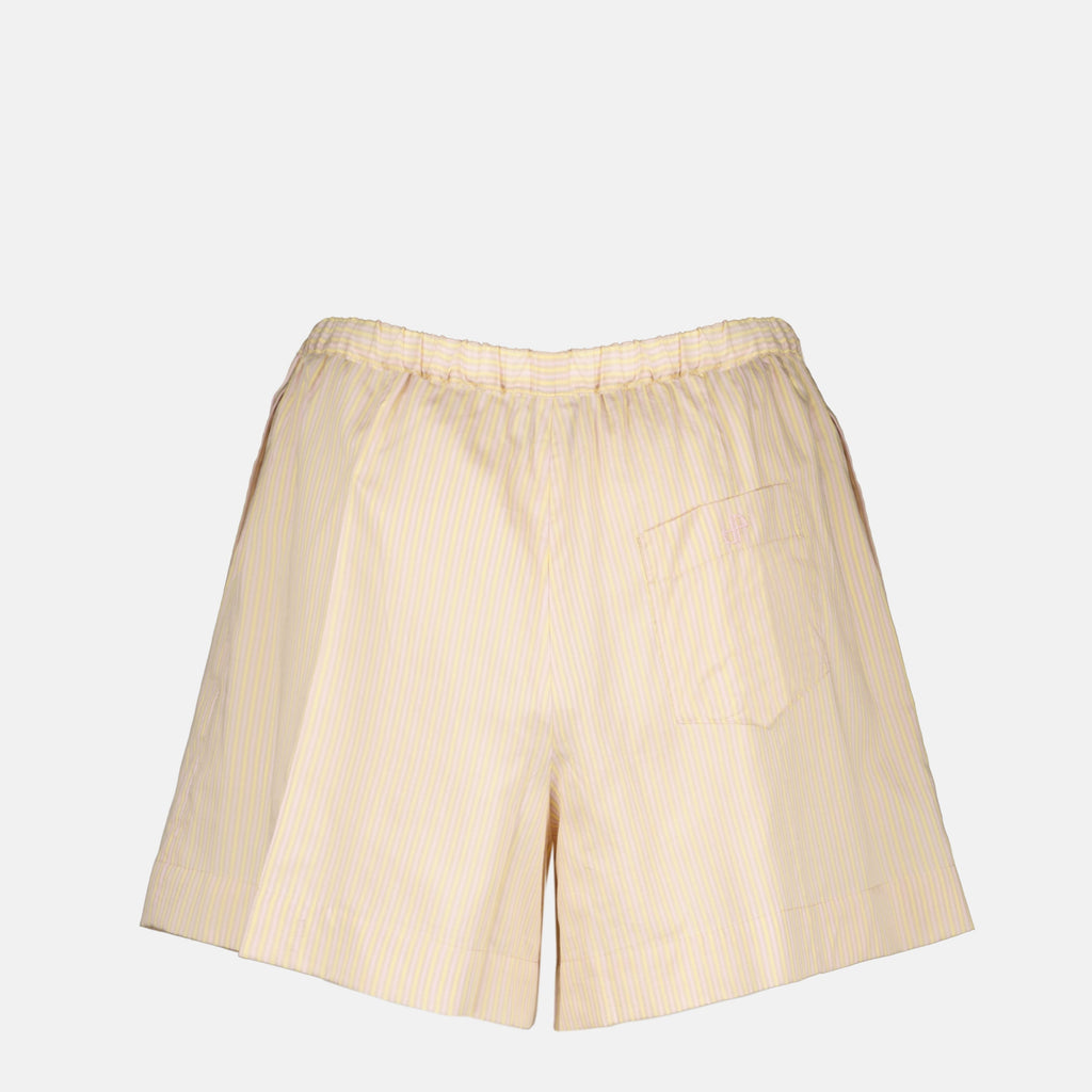 Shorts Striés en Soie Beige
