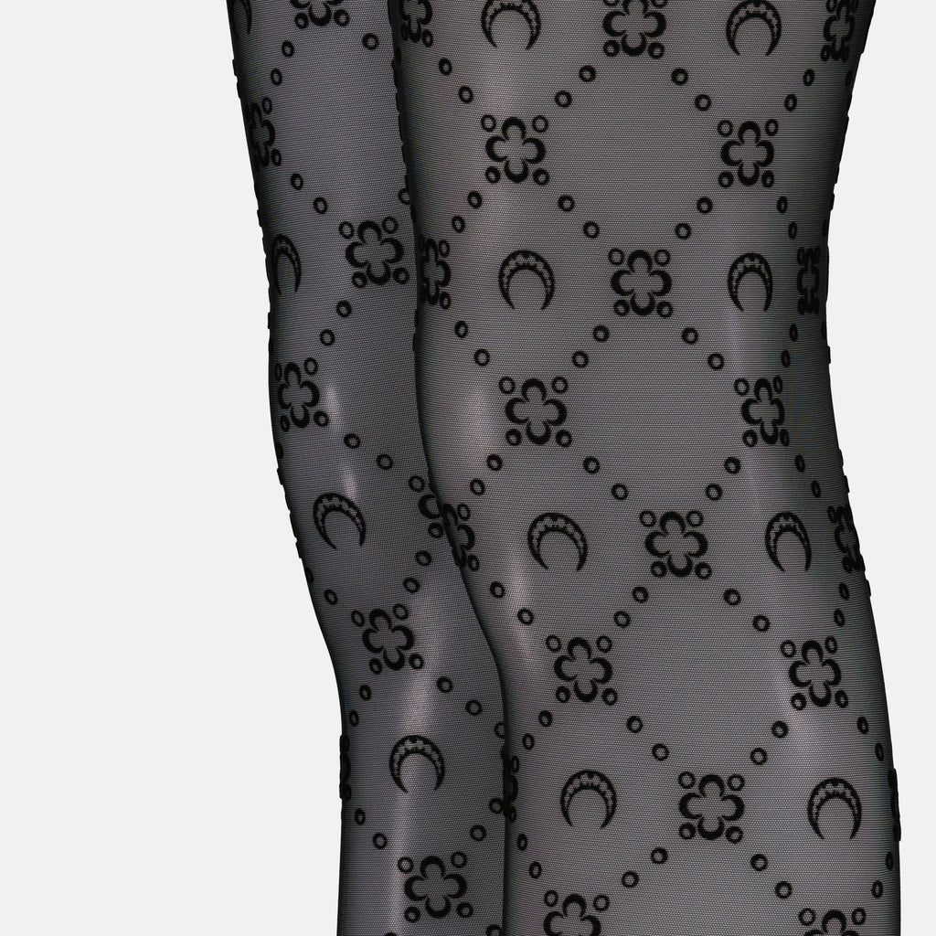mesh tights, Marine Serre, monogram tights, autumn winter 2025, black tights