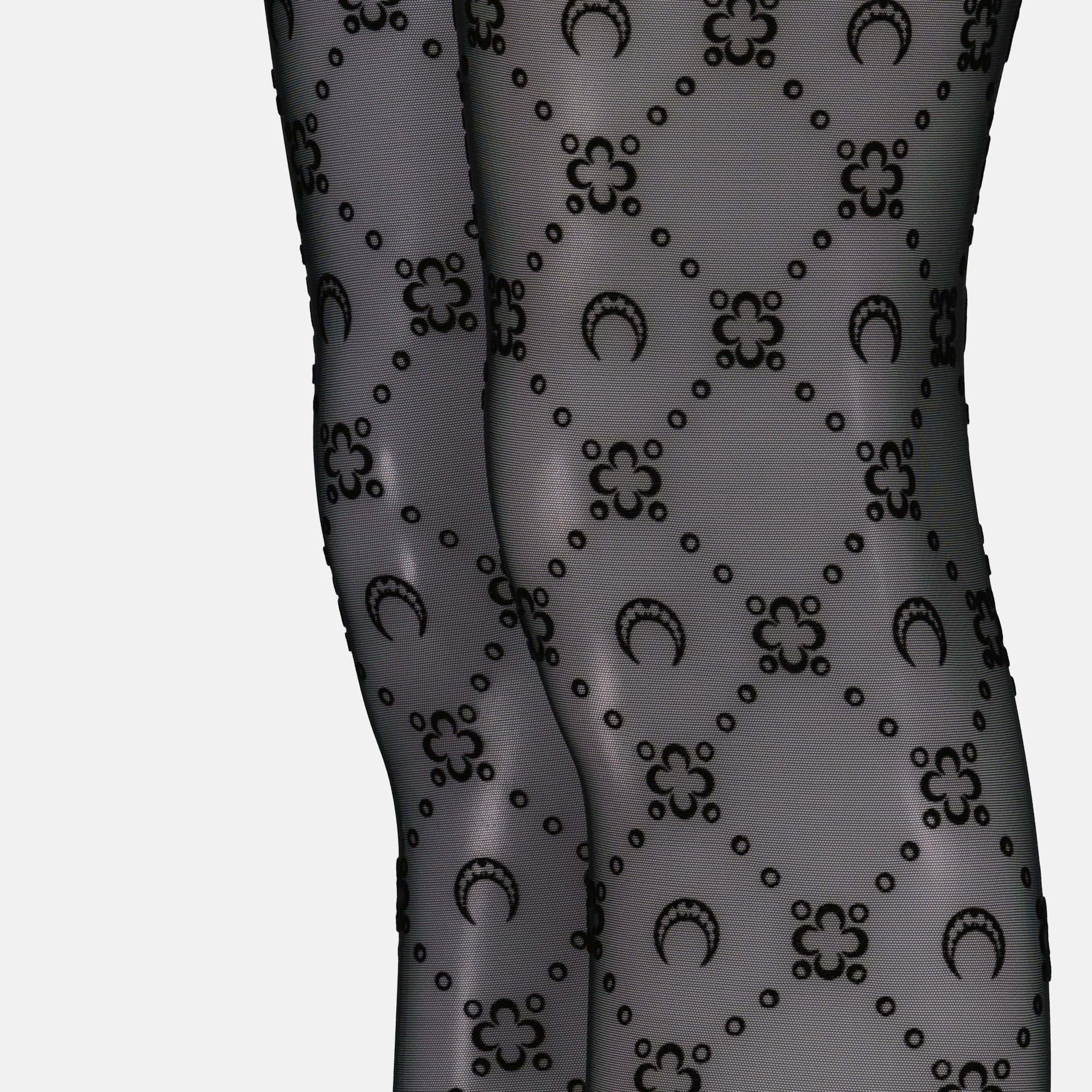 mesh tights, Marine Serre, monogram tights, autumn winter 2025, black tights