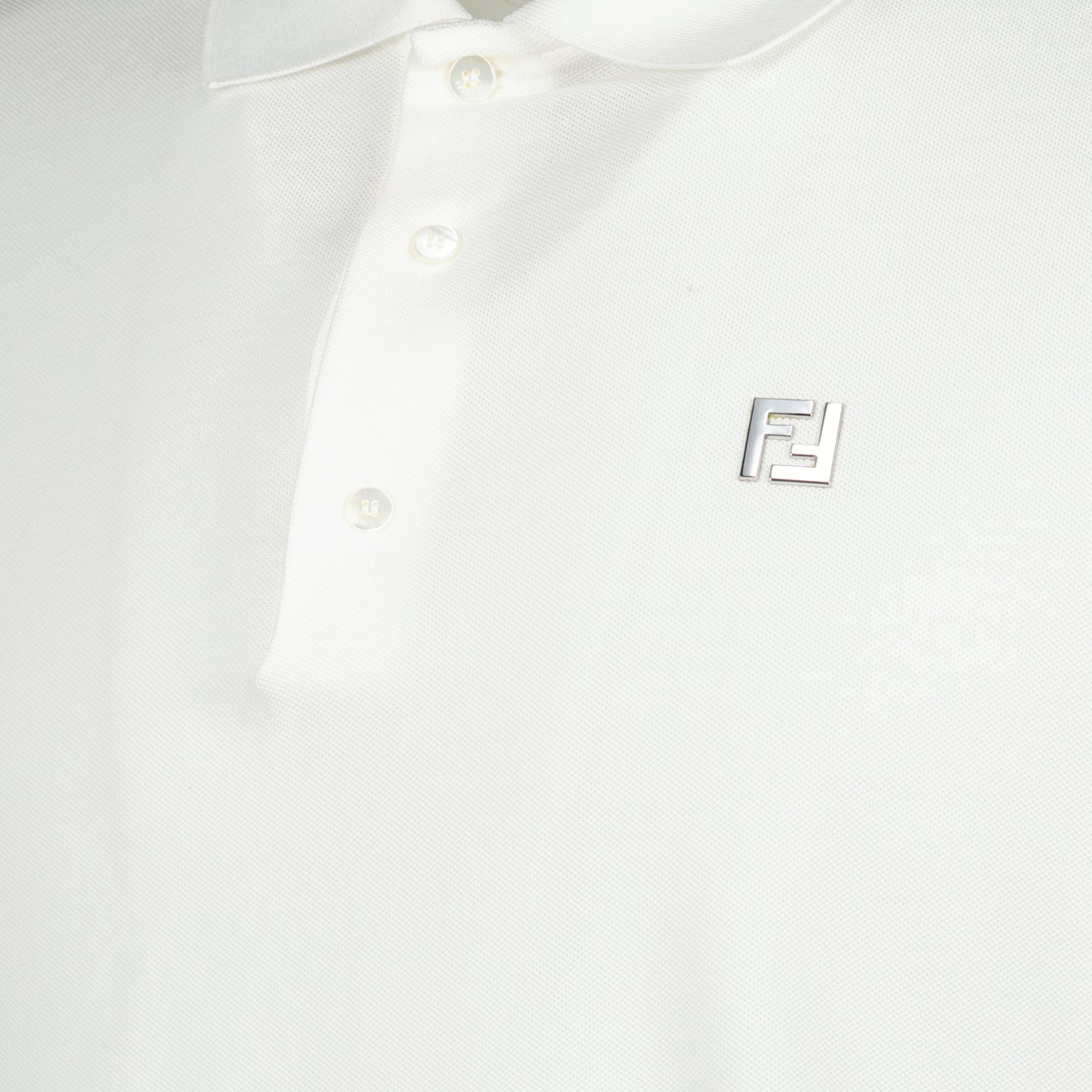 フェンディのメンズ用ホワイトピケコットンポロの画像 - シーズン春夏2026 - 詳細ビュー1