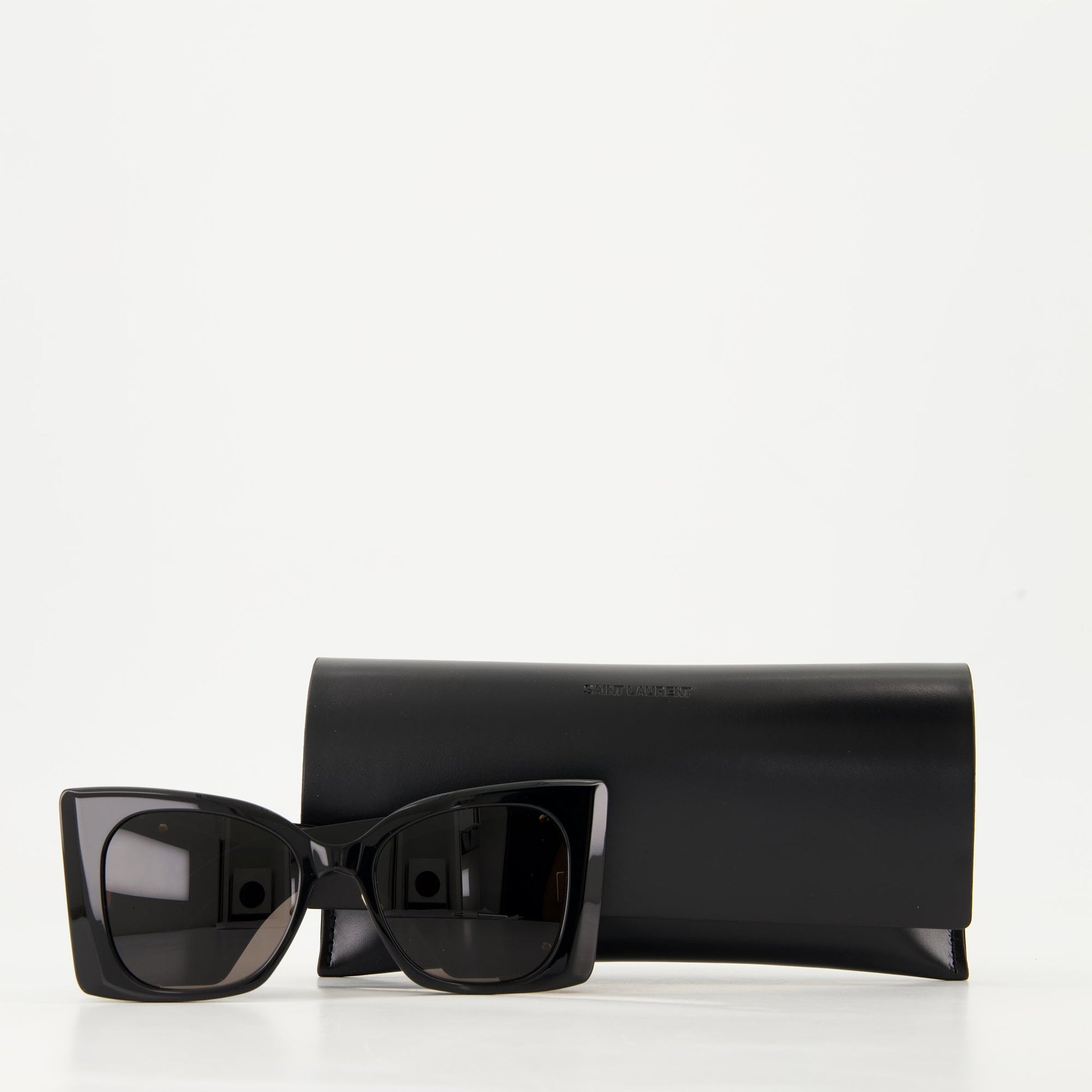 Saint Laurent sunglasses, black acetate sunglasses, square sunglasses, luxury eyewear, unisex sunglasses