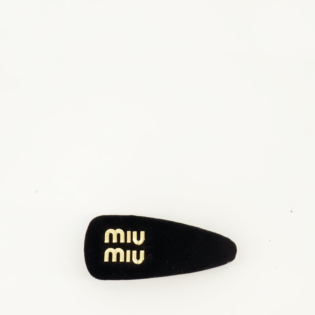 Miu Miu hair clip, black hair accessory, velvet hair clip, luxury hair accessory, Spring-Summer collection