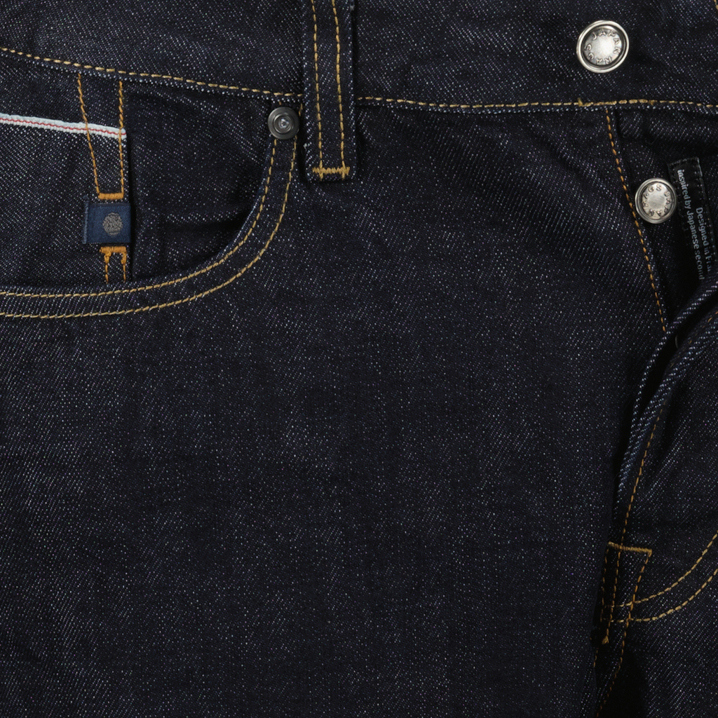blue denim jeans, Japan Rag, straight cut jeans, five-pocket design, Spring-Summer 2025