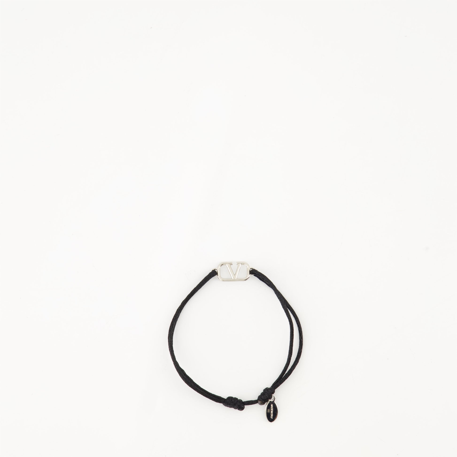 Vlogo bracelet, Valentino Garavani, black cord bracelet, luxury accessories, elegant men's bracelet