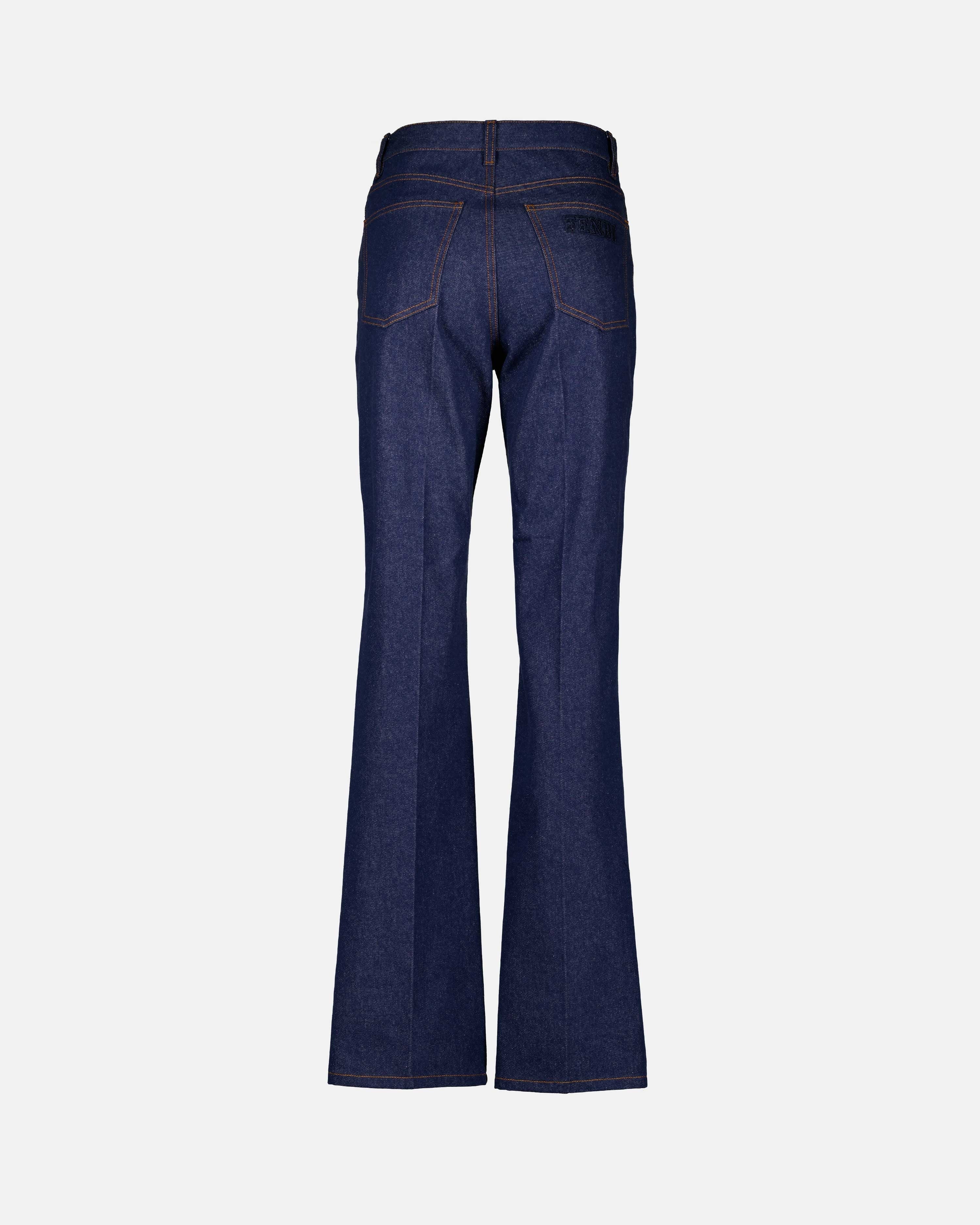 Fendi Flared Jeans, Women's Blue Jeans, Luxury Denim, Cotton Trousers, Minimalist Style