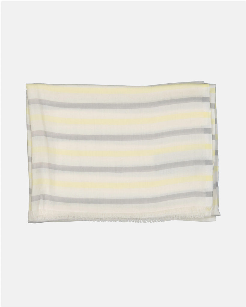 Aglia scarf, striped scarf, luxury scarf, grey-yellow scarf, fringed scarf