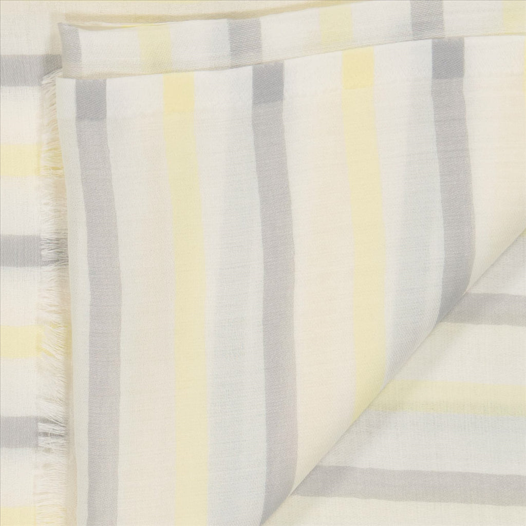 Aglia scarf, striped scarf, luxury scarf, grey-yellow scarf, fringed scarf