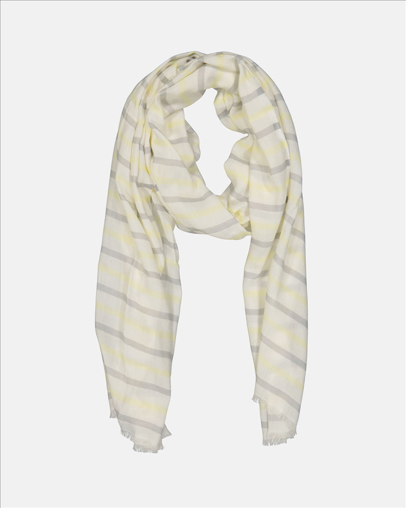 Aglia scarf, striped scarf, luxury scarf, grey-yellow scarf, fringed scarf