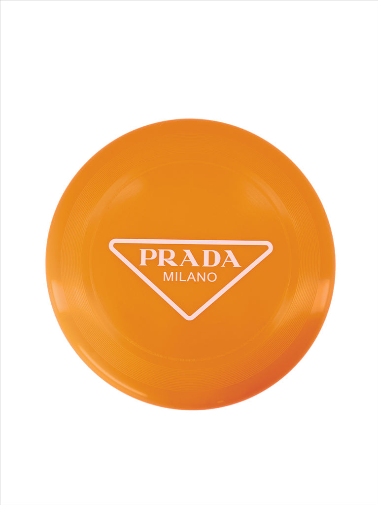 Prada frisbee, luxury outdoor accessories, unisex fashion, orange frisbee, designer sports equipment