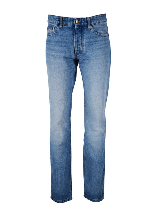 AMI Paris, men's straight-leg jeans, distressed denim, luxury jeans, high-end fashion