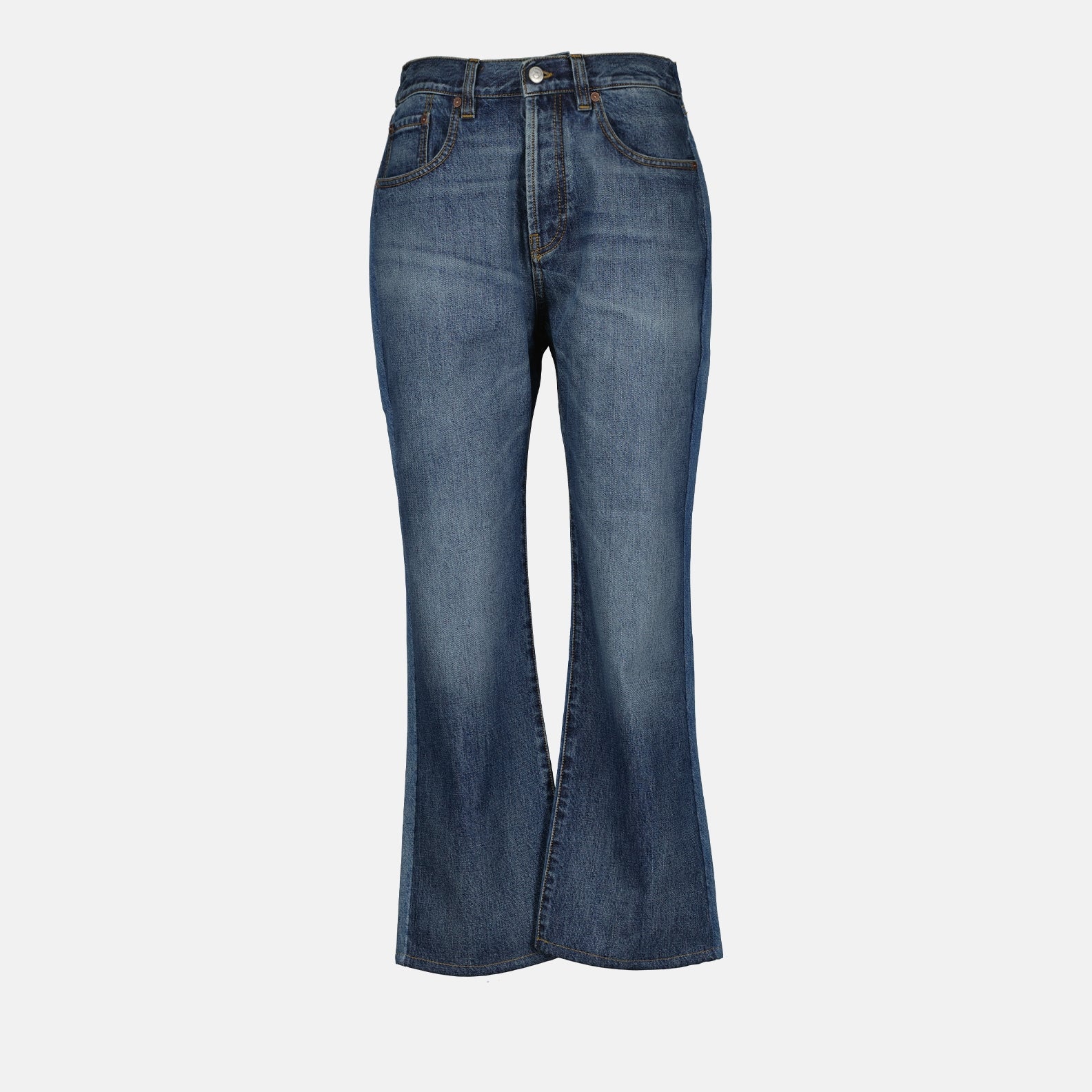 Victoria Beckham jeans, dark blue denim, women's luxury jeans, high-end fashion, elegant denim