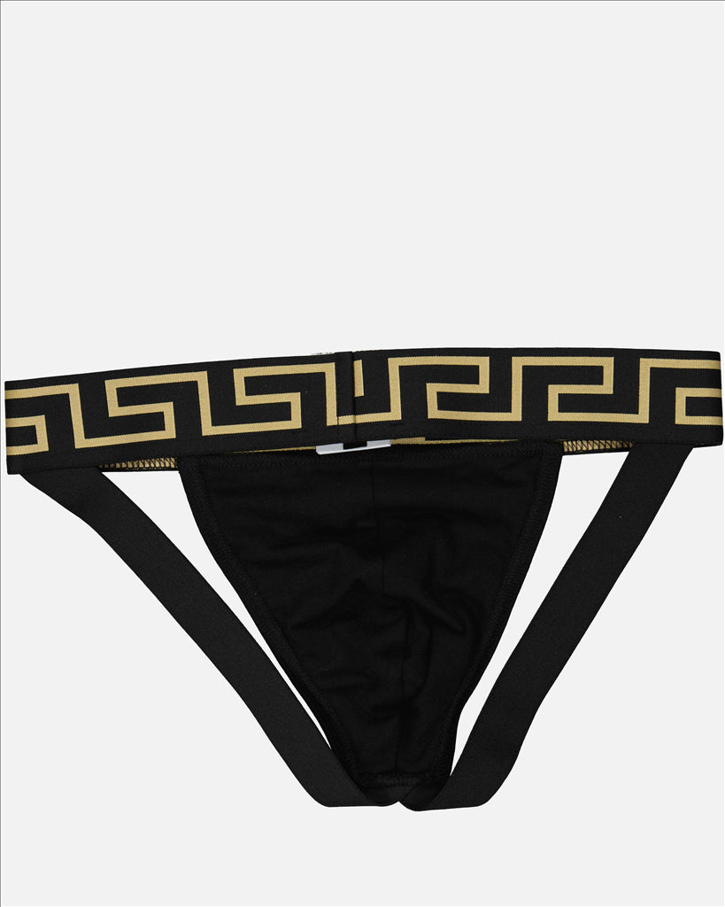 Versace, Jock Strap, Greca Noir, Luxury Menswear, High-end undergarments