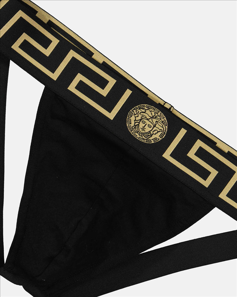 Versace, Jock Strap, Greca Noir, Luxury Menswear, High-end undergarments