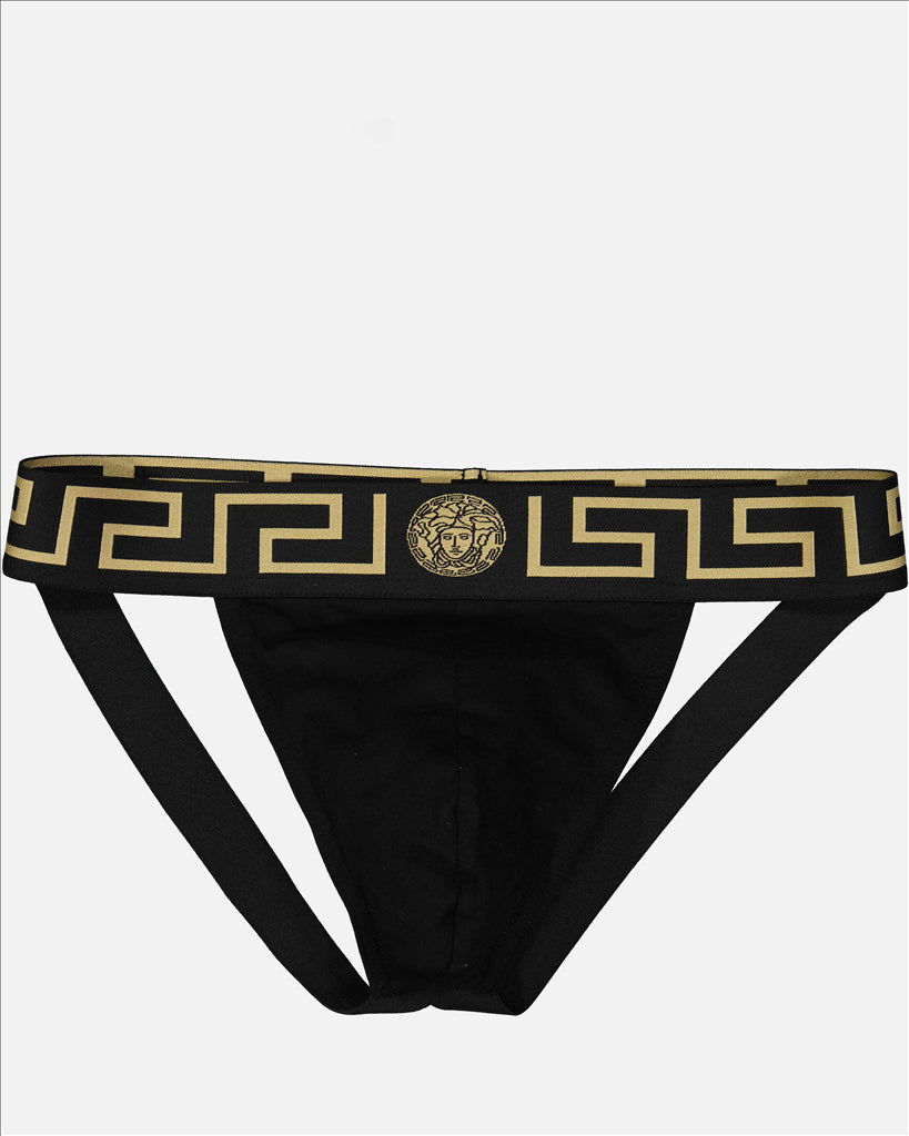 Versace, Jock Strap, Greca Noir, Luxury Menswear, High-end undergarments