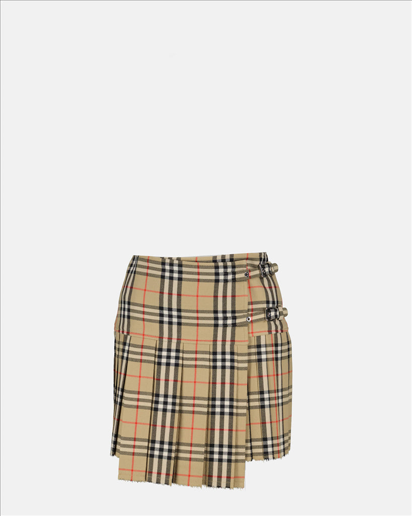 checked pattern skirt, Burberry skirt, beige skirt, luxury fashion, women's fashion