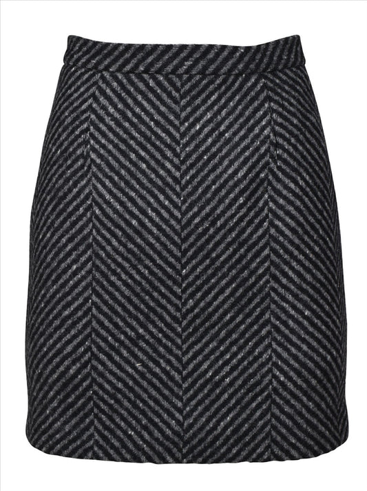 herringbone skirt, wool skirt women, luxury skirt, high waist skirt, chevron pattern skirt