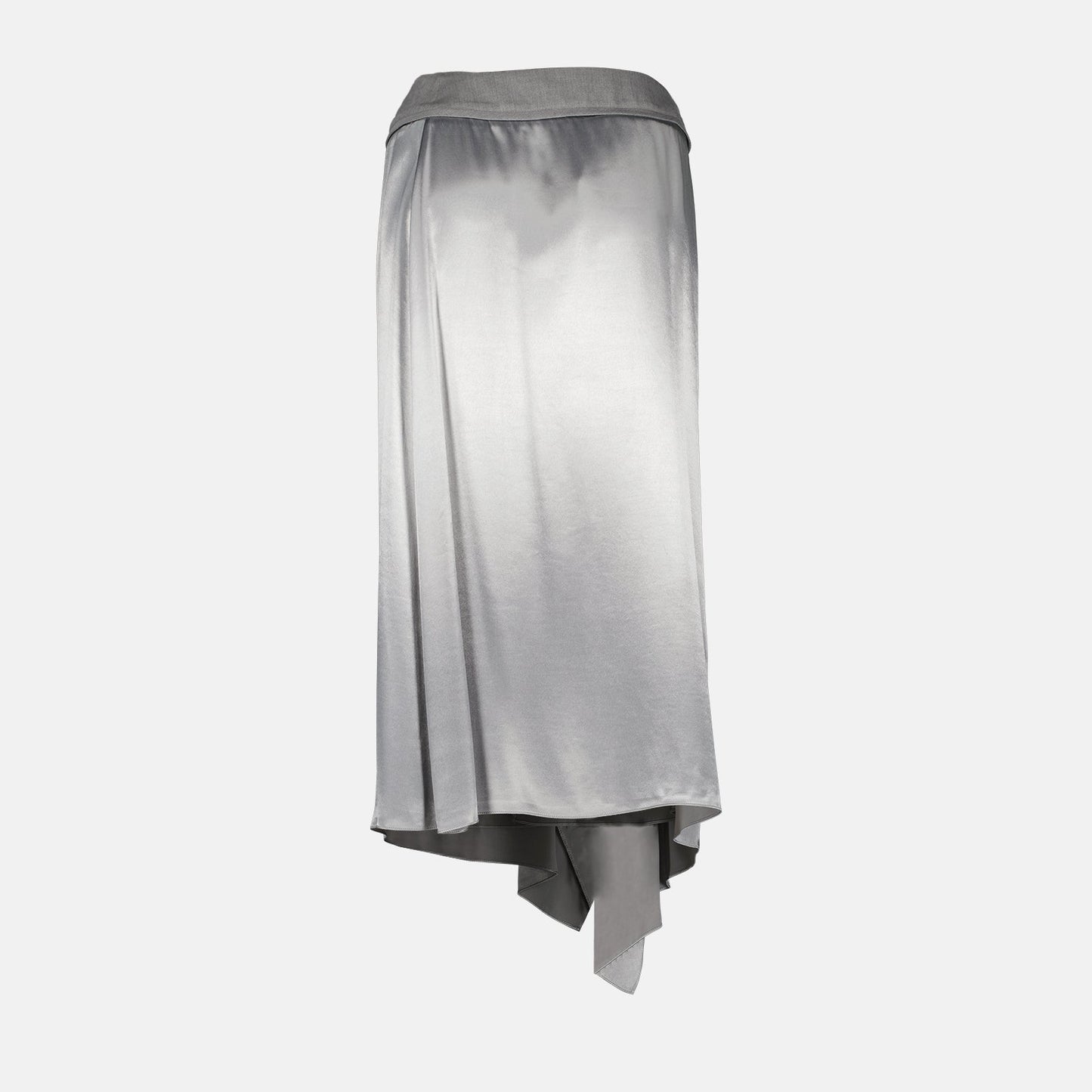 Fendi, grey satin skirt, women’s luxury fashion, elegant Fendi skirt, high-end satin skirt