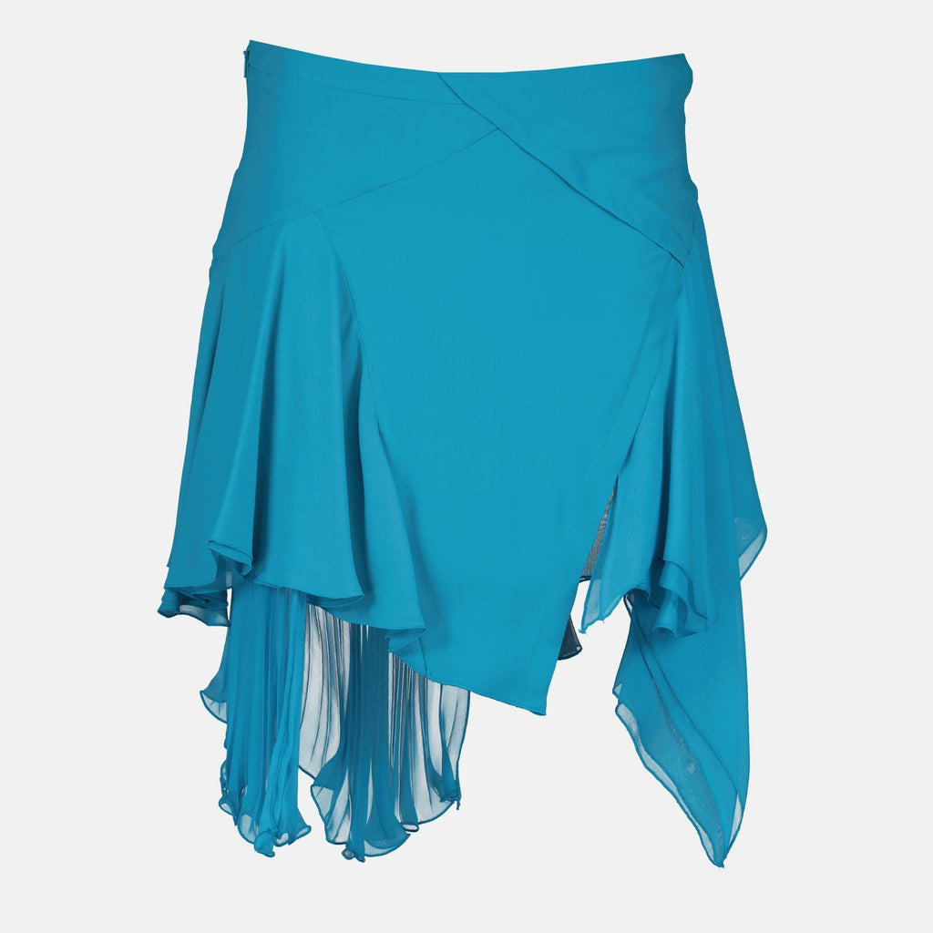 여성용 베르사체의 블루 실크 치마 이미지 - 시즌 봄-여름 2023 - 정면 보기