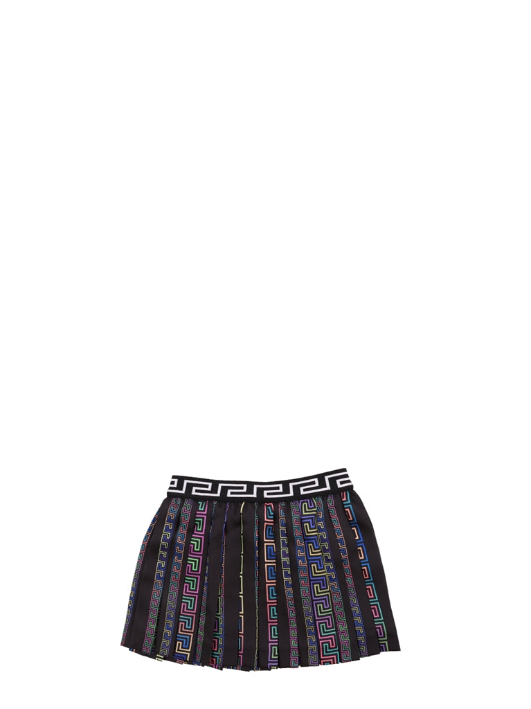 Versace kids skirt, neon Greca pattern, multicolor children’s fashion, high-end fashion kids, luxury children’s clothing