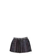 Versace kids skirt, neon Greca pattern, multicolor children’s fashion, high-end fashion kids, luxury children’s clothing