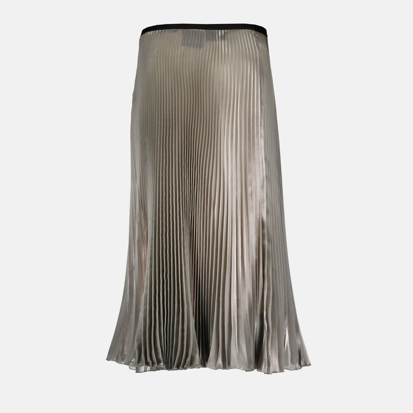 Prada, pleated silver skirt, luxury women's fashion, high-end clothing, designer skirt