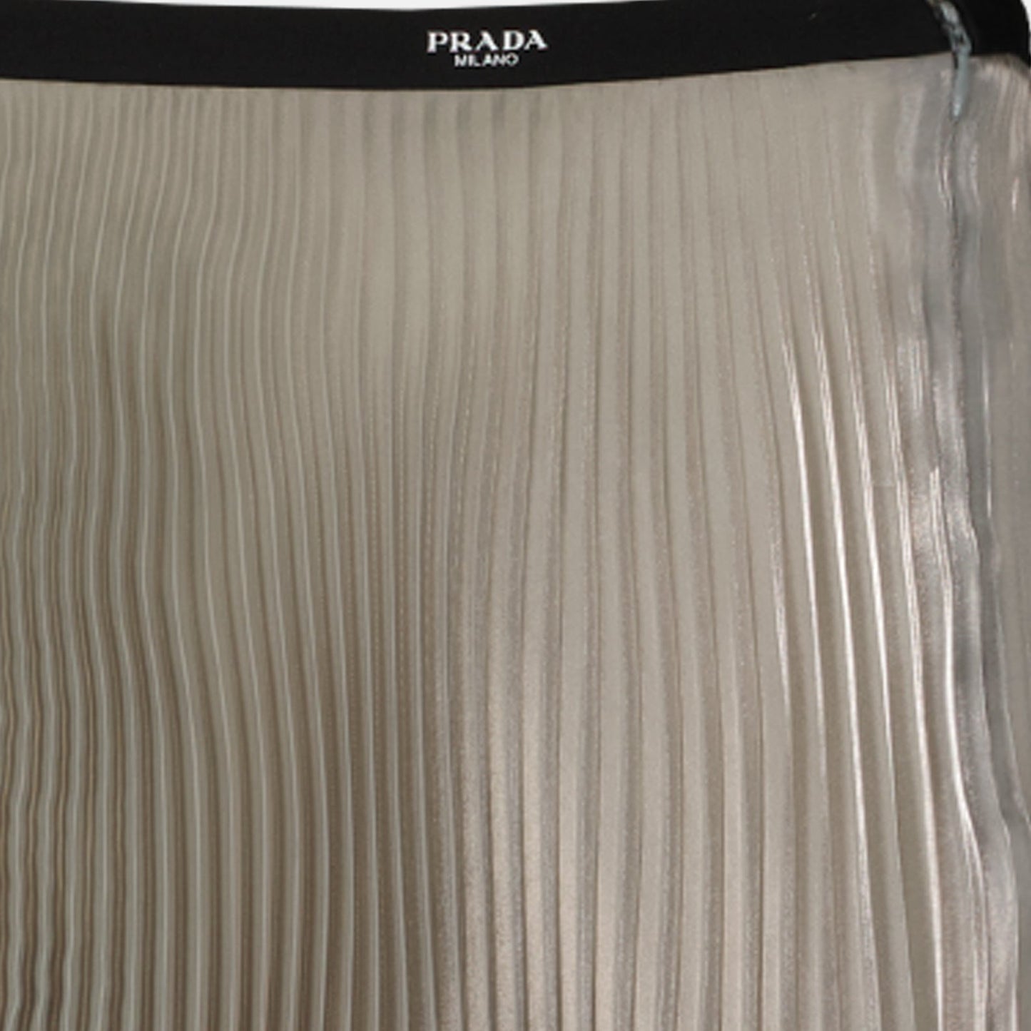 Prada, pleated silver skirt, luxury women's fashion, high-end clothing, designer skirt