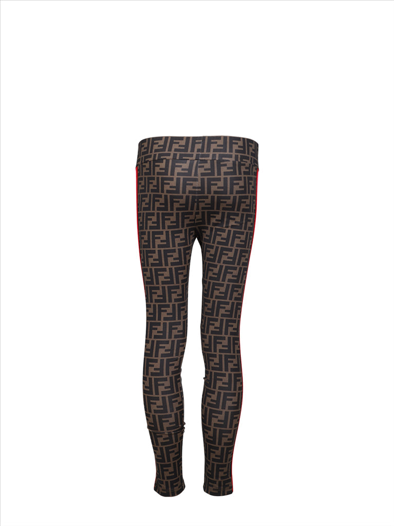 Fendi children's leggings, luxury kidswear, brown Fendi leggings, FF logo leggings, stylish kids' clothing