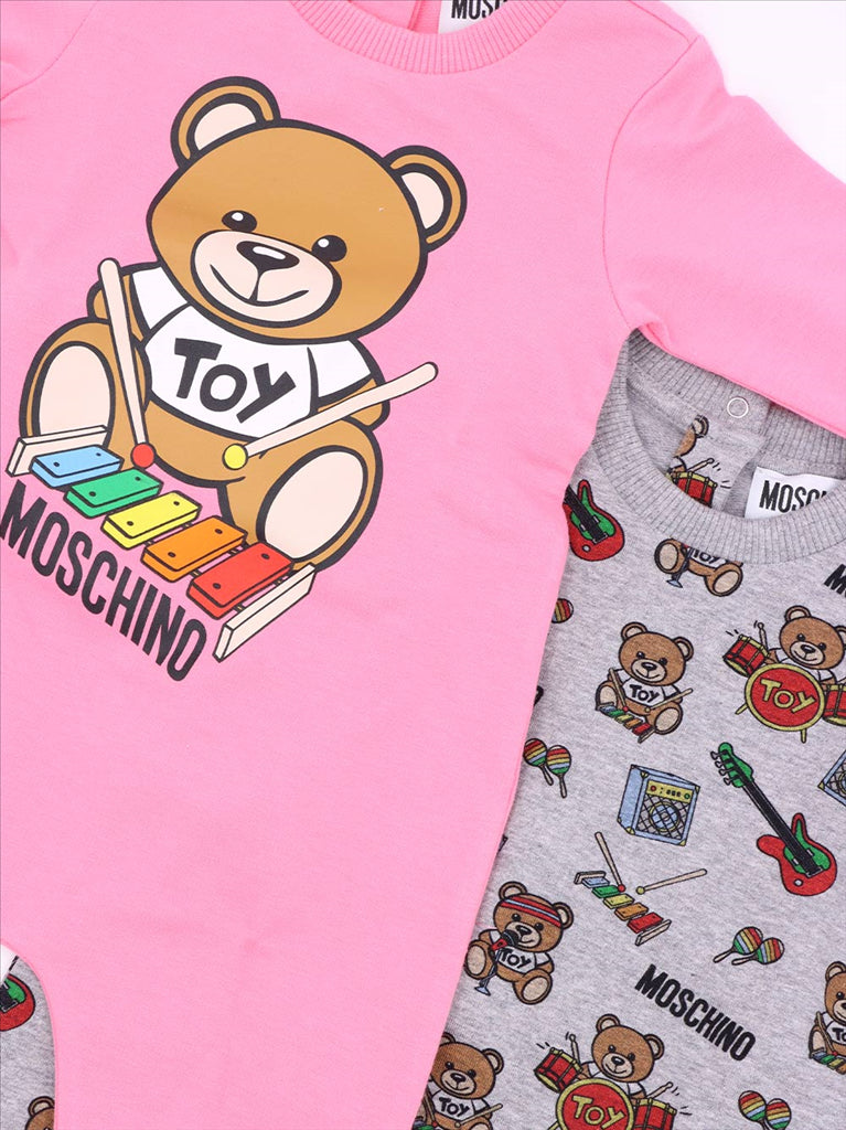 baby rompers, Moschino, luxury baby clothing, pink baby bodysuit, designer children's wear