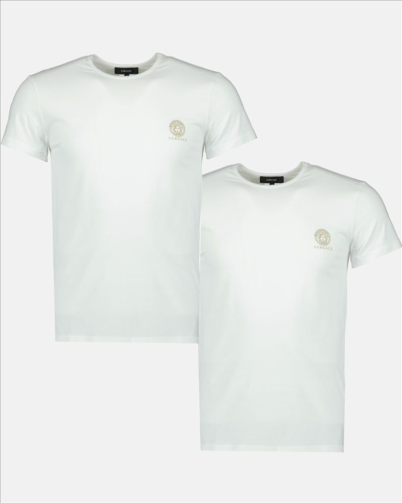 Versace knit set, luxury men's fashion, white body knit, Medusa emblem, high-end men's wear