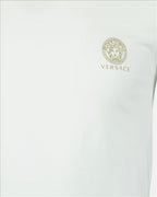 Versace knit set, luxury men's fashion, white body knit, Medusa emblem, high-end men's wear