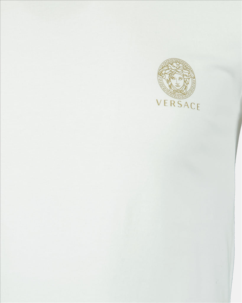 Versace knit set, luxury men's fashion, white body knit, Medusa emblem, high-end men's wear