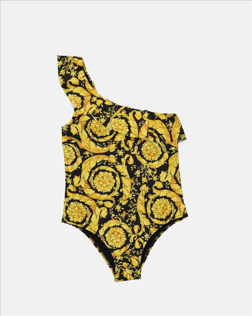 Barocco print, Yellow swimwear, Children swimwear, Versace inspired, Luxury kids fashion