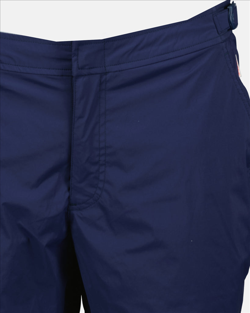 Men's swimwear, blue swim shorts, Bulldog Sport, elegant swimming trunks, premium nylon