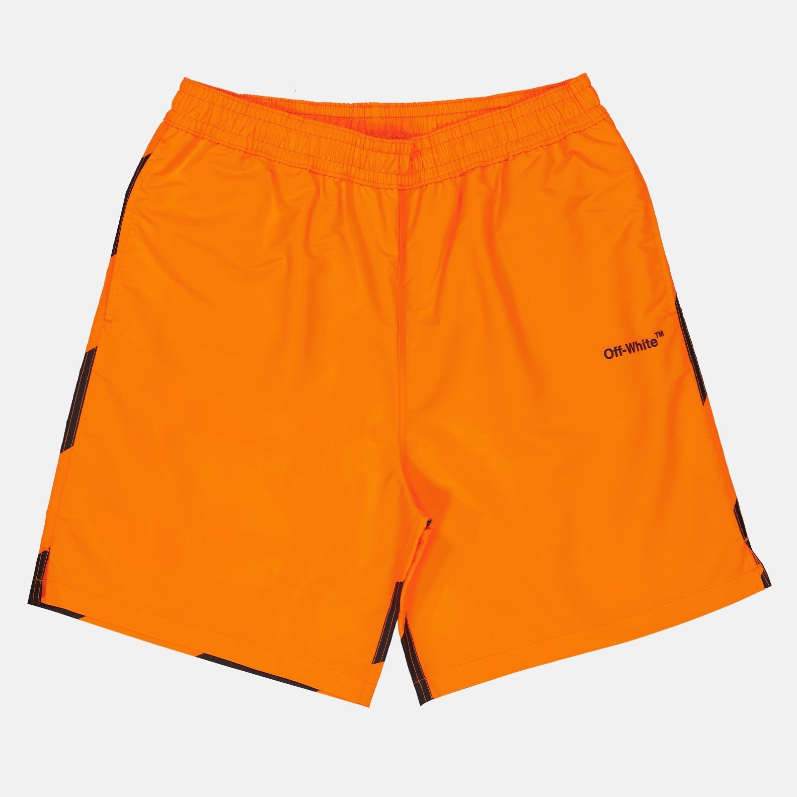 Off-White, Diag Surfer, Men's Swimwear, Luxury Swim Shorts, Black and Orange Swim Shorts